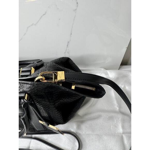 RARE Michael Kors Collection Lexi Black Large EW Satchel Genuine Snake Leather - Picture 7 of 16